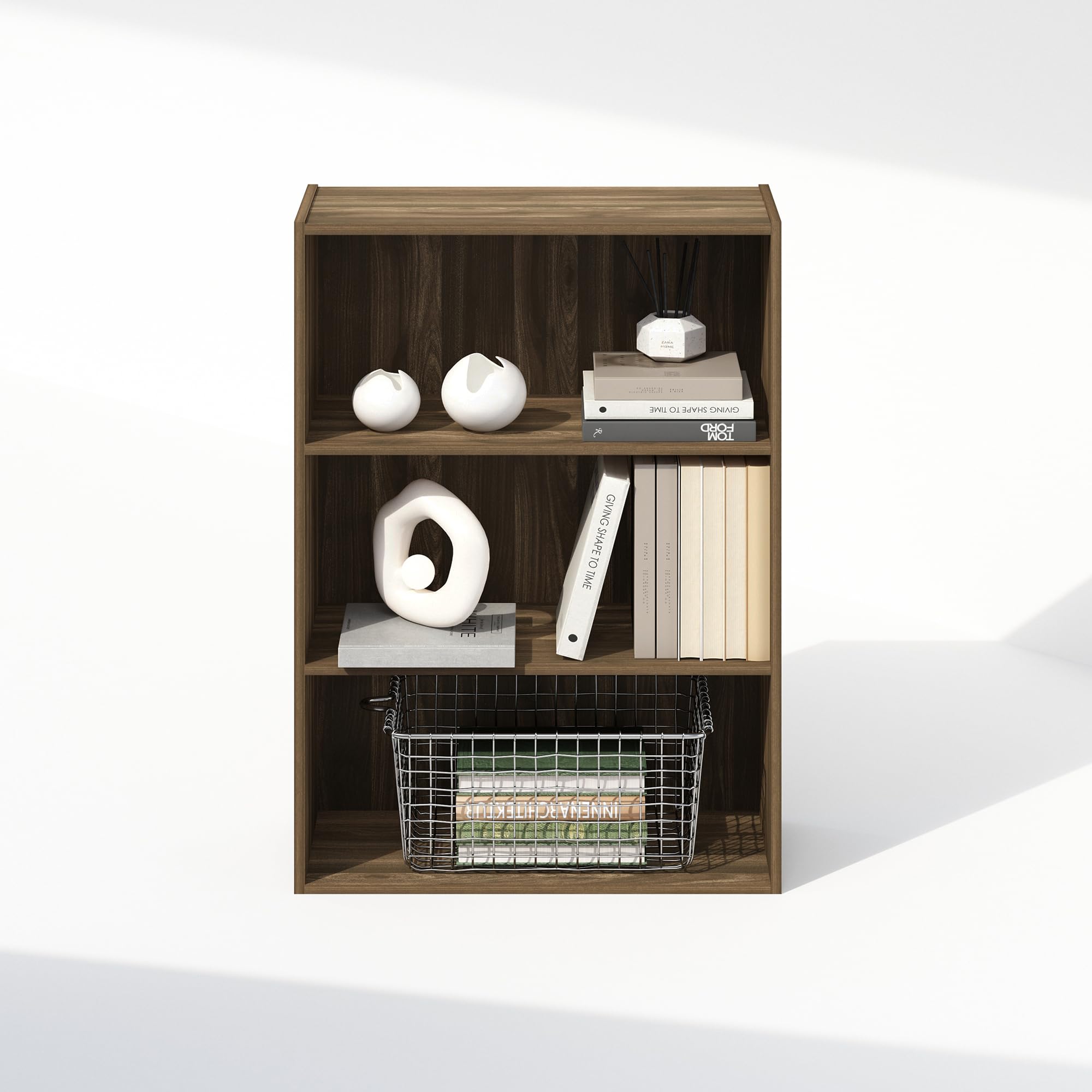 【色: コロンビアウォルナット/ブラック】フリノ(Furinno) シンプルデザ Amazon｜Furinno シンプルオープンシェルフ 本棚 3段 コロンビア